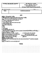 Đề kiểm tra 15p Sinh học lớp 7 - Năm học 2016-2017 - Trường THCS Nguyễn Khuyến